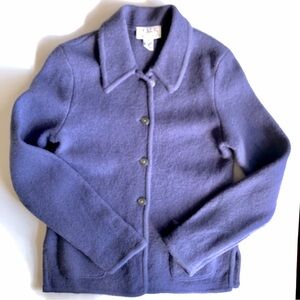 Talbots Petites Periwinkle Boiled Wool Jacket